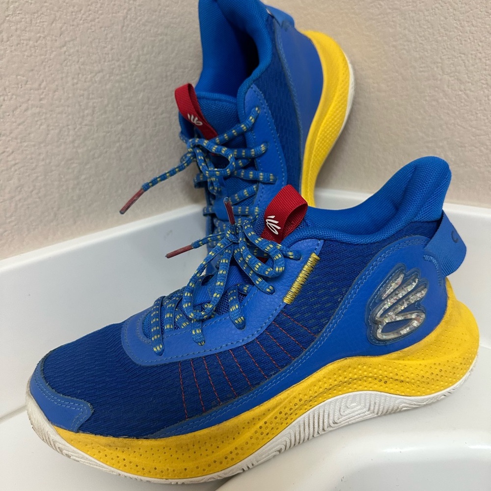 Kids Blue and Yellow Under Armour Curry Sneakers